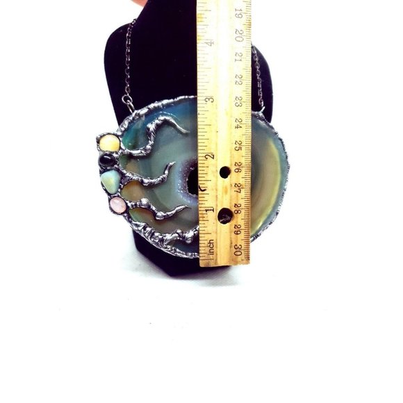 Huge Crystal agate geode Necklace statement piece glam - Picture 12 of 12